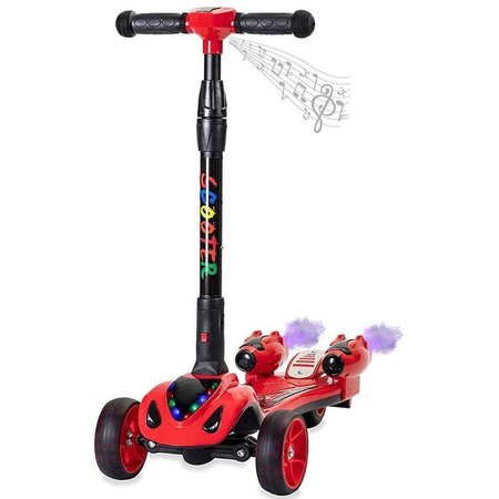 GLAREWHEEL ESY1 Kids Rocket Scooter with Real Smoking Music  LED Light Portable Foldable Red GWESY1RE